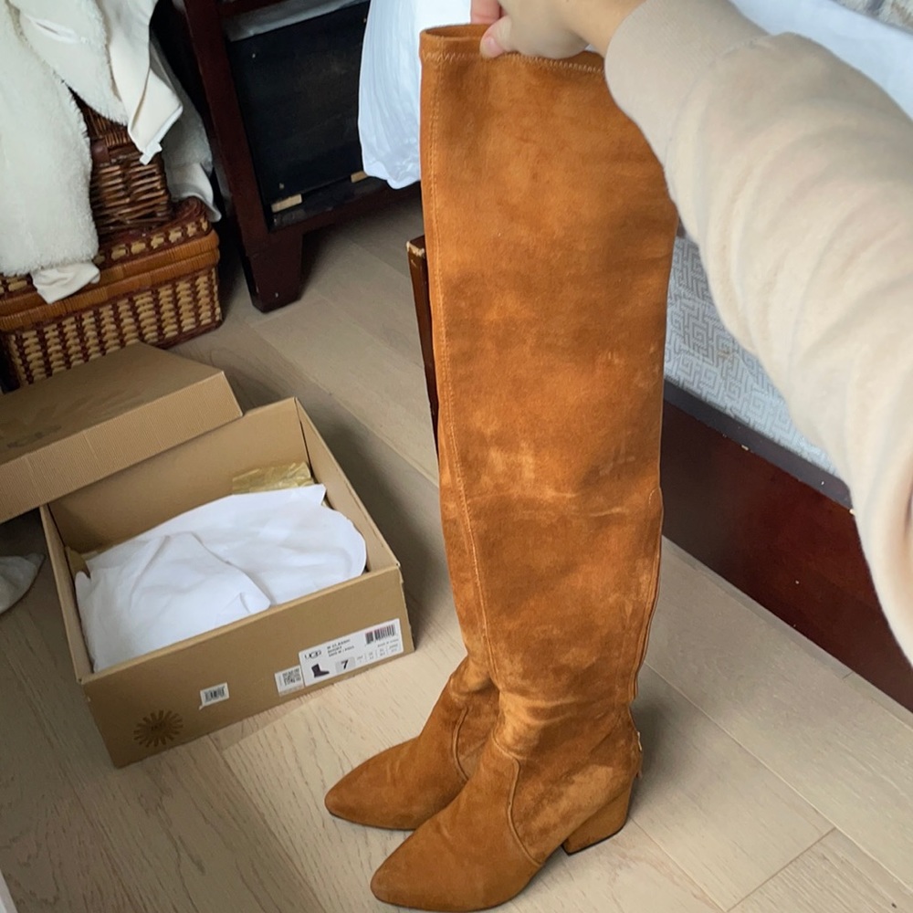 Knee high suede boots